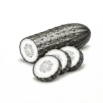 Cucumber, ink drawing