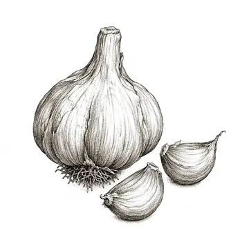 Garlic, ink drawing